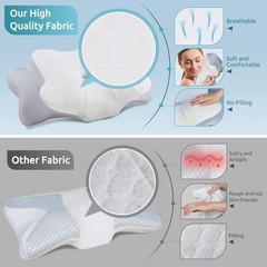 Cervical Pillow for Neck and Shoulder,Contour Memory Foam Queen Size Grey