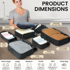 4 Set/6 Set/8 Set Compression Packing Cubes Travel Accessories Expandable Packin