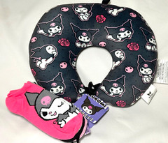KUROMI Neck Pillow U Shaped Travel Comfort & Kuromi Socks Sanrio Gift Set NWT