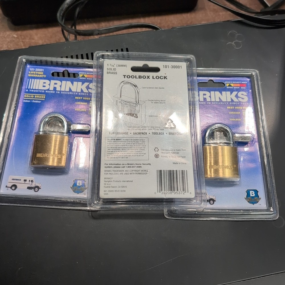 Brinks 1-3/16″ Solid Brass Padlock 101-30001 Toolbox Lock New Sealed Lot of 3