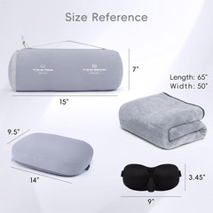 4-in-1 Travel Pillow & Blanket Set with Eye , Memory Foam Neck , 50×65 Inch B…