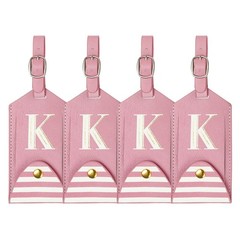 Luggage Tags, Initial Letter Travel Luggage Baggage Labels Tag(4 Pack, Pink K)