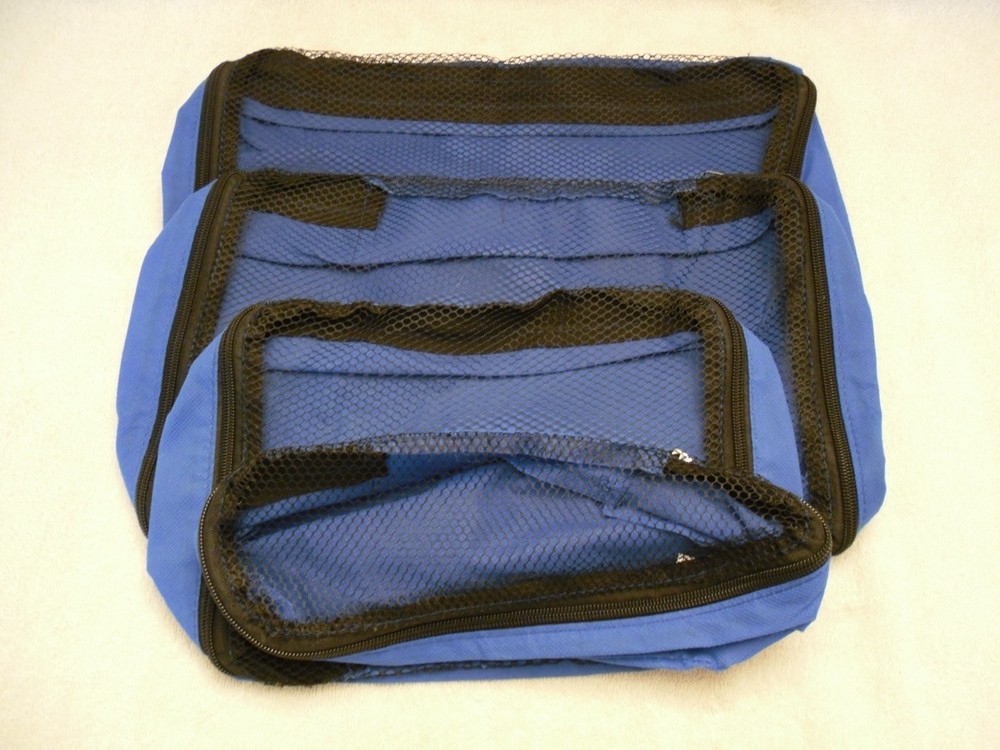 Brand New 4 Piece AARP Polyester &Mesh Blue Luggage Organizer Set