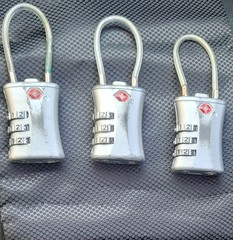 3 Pack TSA Approved Luggage Locks, Cable Suitcase Travel Lock Alloy, Silver