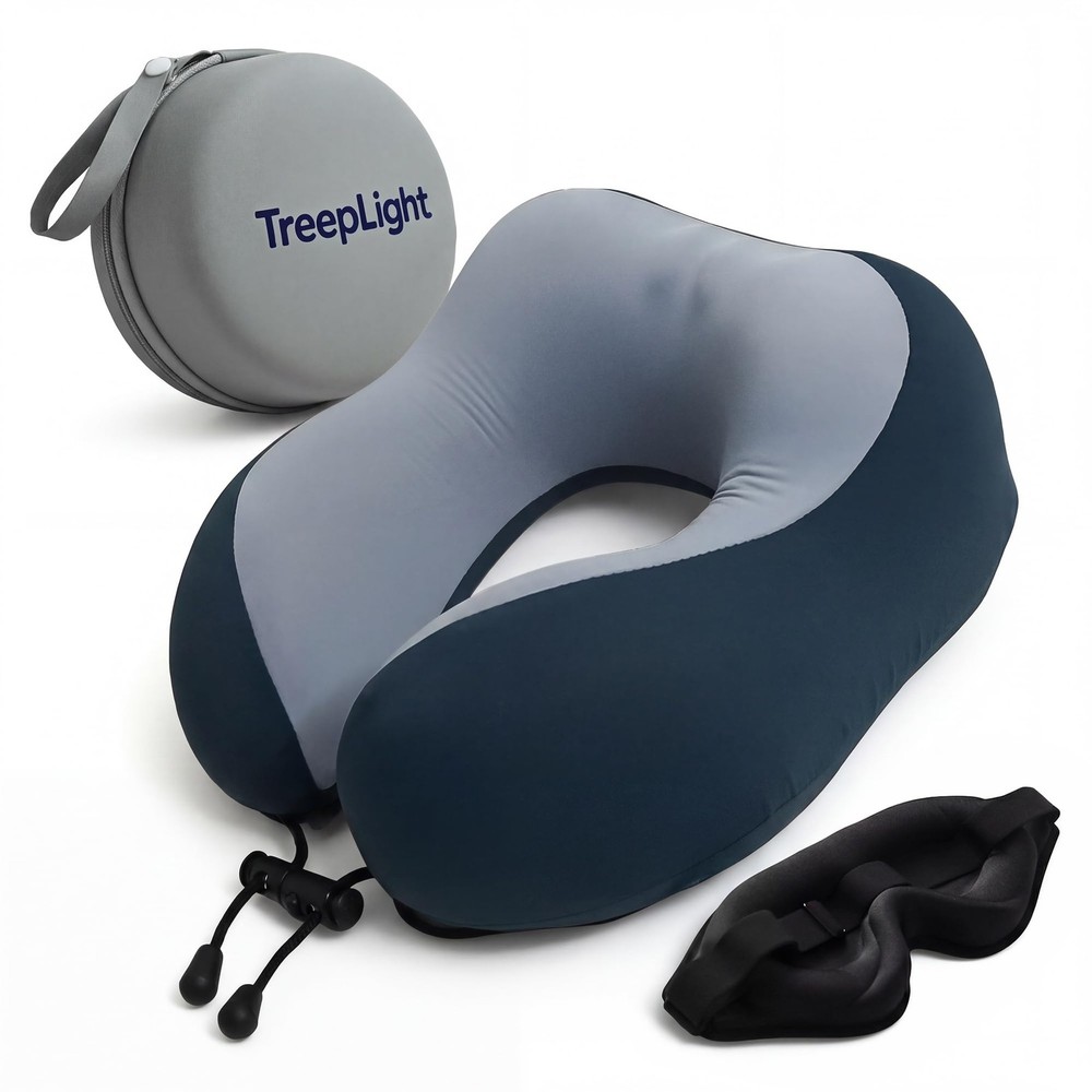 Travel Pillow Set – Memory Foam Neck Pillow with 3D Sleep Mask, Eye Mask for …