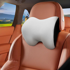 Memory Foam Car Neck Pillow w/ Adjustable Strap & Breathable Cover – Silver
