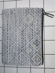 Chilewich NWOT Mini Basketweave Zipper Pouch Navy/White/Gray Rare 8 x 5.75