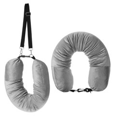 Stuffable Travel Pillow for Extra Luggage, Soft Velvet Neck Pillow Storage Ba…