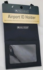 Protege Neck Pouch Wallet w/ Strap Clear Window Zippered Pocket Black Nylon
