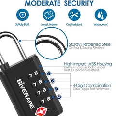 4 Pack TSA Approved Travel Luggage Locks 4-Digit, Open Alert Suitcase Combinatio