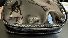 TUMI Cosmetic Black Patent Leather Travel Toiletry Pouch Case