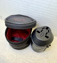 TUMI Universal Travel Adapter 4in1 ￼ Plug Converter w/ Zipper Carry Case Black