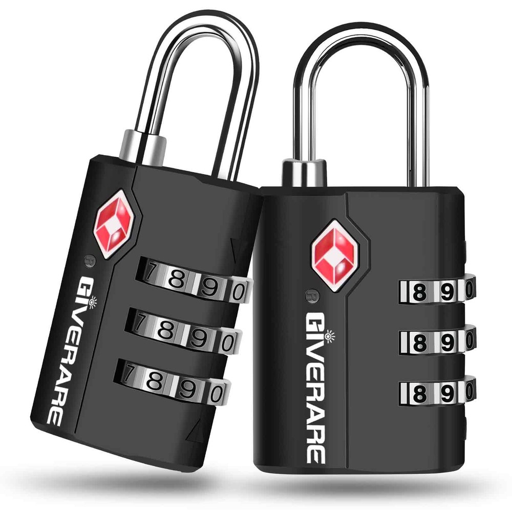 2 Pack TSA Approved Travel Luggage Locks, Suitcase Combination Lock, Black