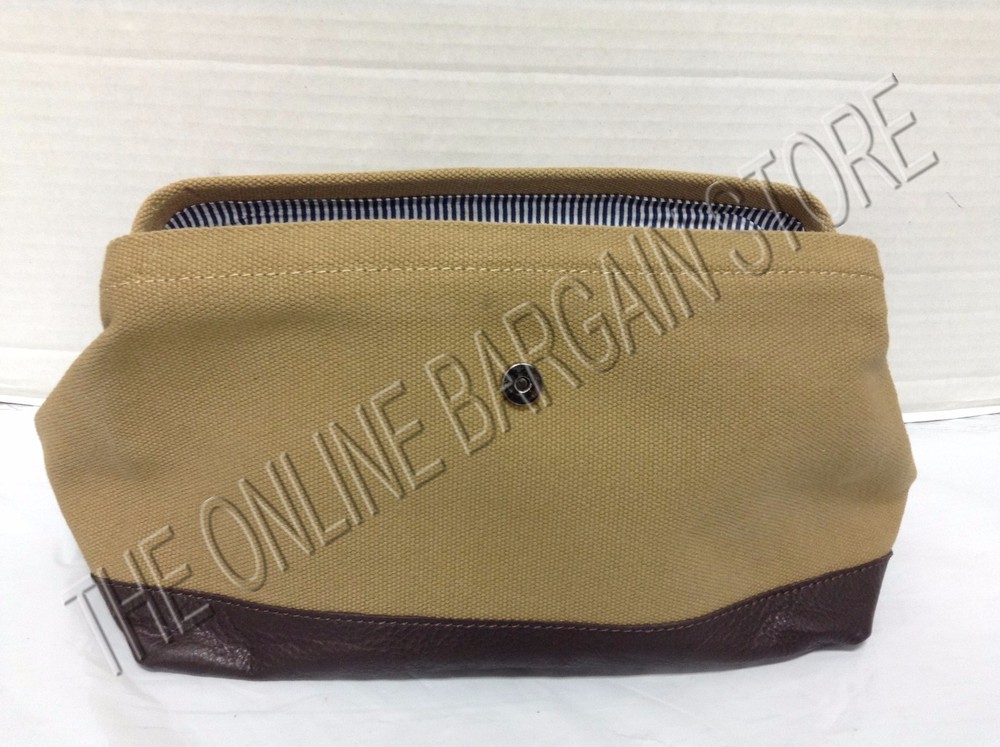 Mark Graham Pottery Barn MG Canvas Leather Supply Toiletry Case Bag Pouch Brown