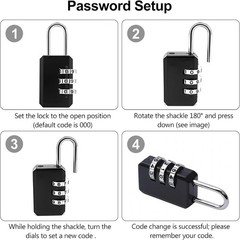 2-Pack Customizable Black Lock Digit Luggage Locks
