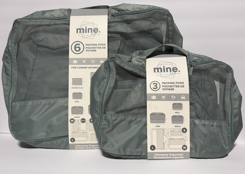 Mine. Mytagalongs Luggage Breathable Mesh Travel Packing Pods 9 Pc Set Green NWT