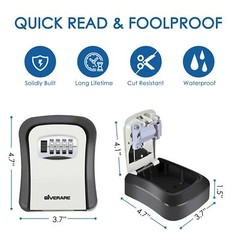 Key Lock Box, 4-Digit Combination Lockbox Aluminum Alloy, Metal Waterproof Wall