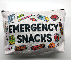 Emergency Snacks Unbranded Pouch Case Candy Travel White Unisex Zip Essentials