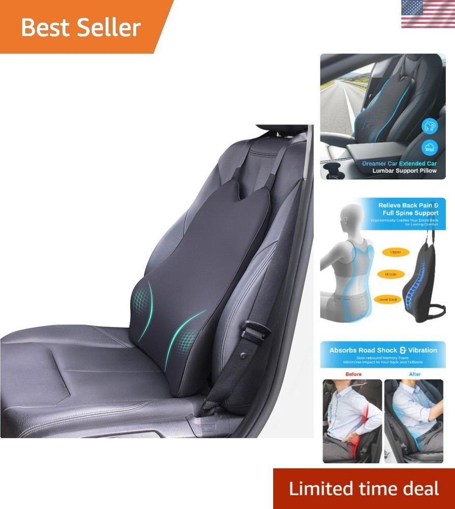 Lumbar Support Pillow for Car – Memory Foam Whole Back Relief | Adjustable St…