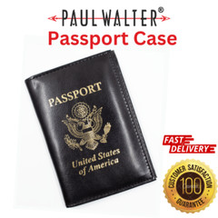 Vegan Leather Black US Passport Cover ID Holder Wallet Travel Case