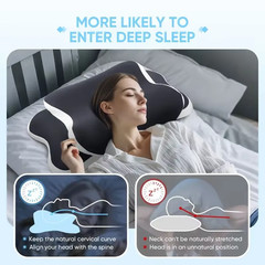 Ergonomic Memory Foam Butterfly Neck Pillow, C-Shaped/Adjustable Dual Height, Tr