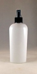 Lot 12 White PET 8 oz Cosmo Oval Plastic Bottles w Black Pump Sprayers/Atomizers