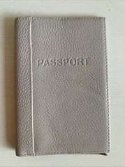 Light Cream/Gray Buxton Genuine Leather Passport Holder