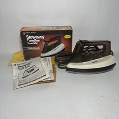 Black & Decker F46A Stowaway Folding Handle Steam & Dry Travel Iron Tested Works