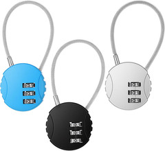 3pc 3-Digit Combination Lock Set Mini Wire Rope Padlock Gym Luggage Locker Reset