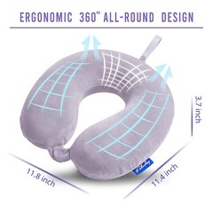 Travel Pillow Memory Foam for Airplanes – Neck Gray Purple