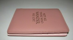 CARSON DUSTY ROSE LEATHERETTE PADDED PASSPORT & CARD HOLDER CASE