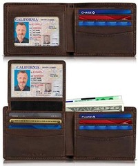 2 ID Window Wallet for Men RFID Blocking Leather, A. Texas Brown Executive
