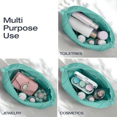 Expandable Toiletry Bag with Side Clips for Adjustable Sizing, Premium Aqua