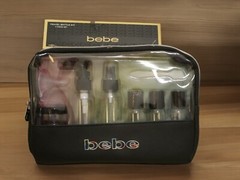 NEW W TAGS BEBE BLACK 11 PIECE SET TRAVEL BOTTLE CASE BAG COSMETIC AIRLINE TSA