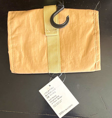Beige Nylon Hanging Travel Toiletry Organizer Bag w/ Hook, Zip Mesh Compartments