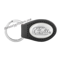 NCAA Ole Miss Rebels Zep-Pro Leather Concho Key Fob black keychain