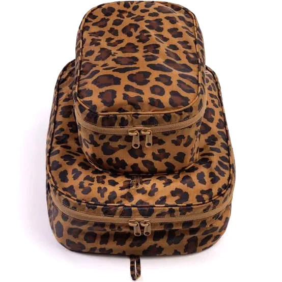 Baggu Leopard Pattern Packing Cube Set, set of 2, Brown & Black