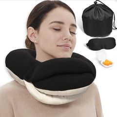 BUYUE Travel Neck Pillows for Airplanes, 360° Head Support Sleep for Long