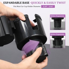 JINKEY 2 in 1 Cup Holder Expander, Extra Holders Extender with Black