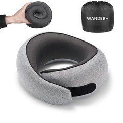 Travel Pillow For Adults, Memory Foam, Neck Support, Car Plane, Grey