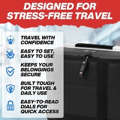 TSA Approved 3-Digit Lock for Secure Zippered Luggage, Tent, Gun Case, Backpack