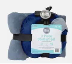 Bon Voyage 3 Piece Comfort Set Memory Foam Pillow Eye Mask Velvet NWT