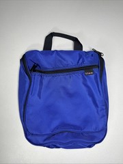 LL Bean Personal Organizer Toiletry Makeup Travel Bag Blue Nylon Hanging Zip