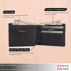 Men’s Slim RFID Blocking Wallet – Top Grain Leather Bifold with 10 Card Sl