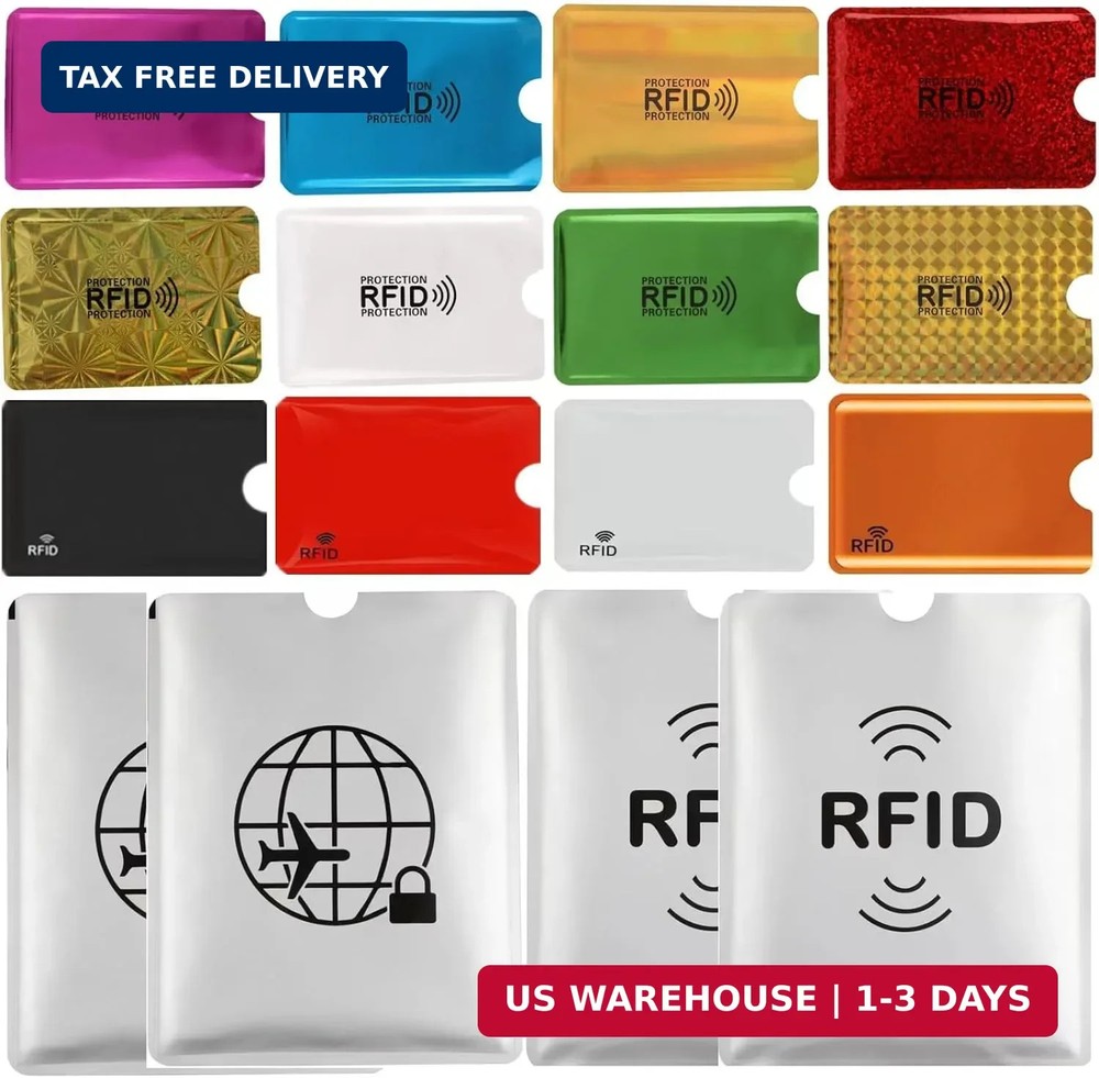 Schembo 16 RFID Blocking Sleeves Set (12 Colorful Credit Card Protector RFID Blo