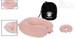 Soft Pink Memory Foam Neck Pillow for Airplane & Car Travel – Adjustable Support