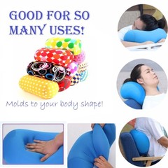 Micro Beads Travel Roll Car Cushion Pillow Back Legs Neck Support 13 x 7 x 7″