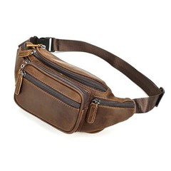 Crazy Horse Leather Mens Fanny Pack for Women Belt Bag Purse 8879-coffee