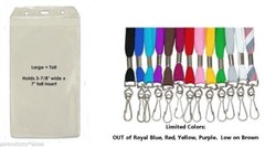 5 EXTRA LARGE 4×7 ID Passport HOLDERS + 5 Cotton LANYARDS (Limited Colors)