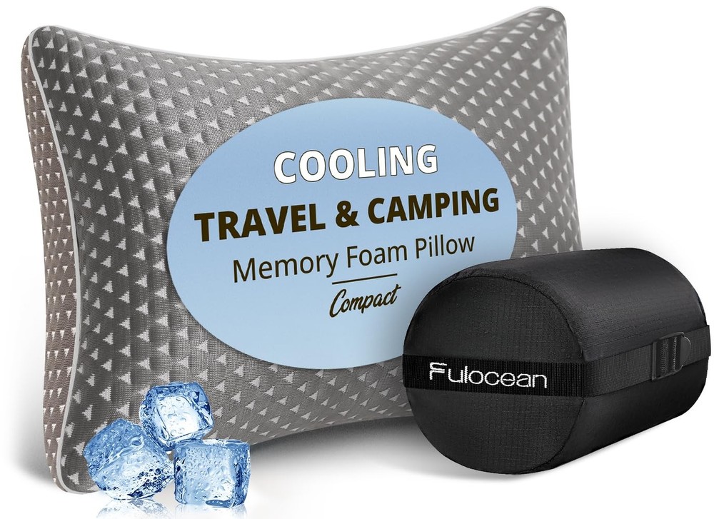 Adjustable Small Cooling Memory Foam Pillow for Travel, Camping & Airplane
